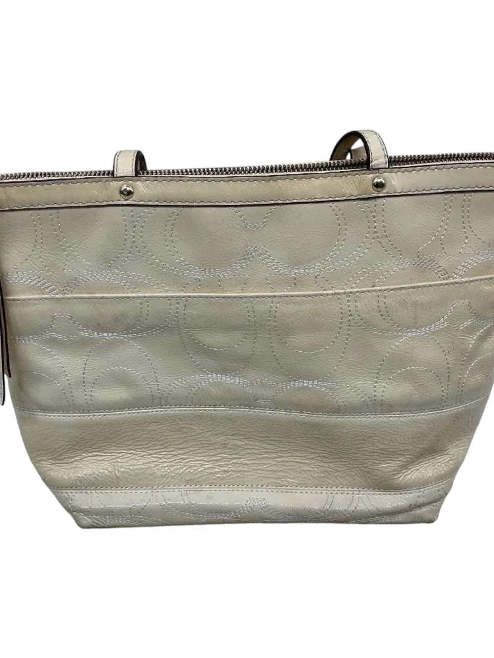 Coach Metallic Light Yellow Leather Tote